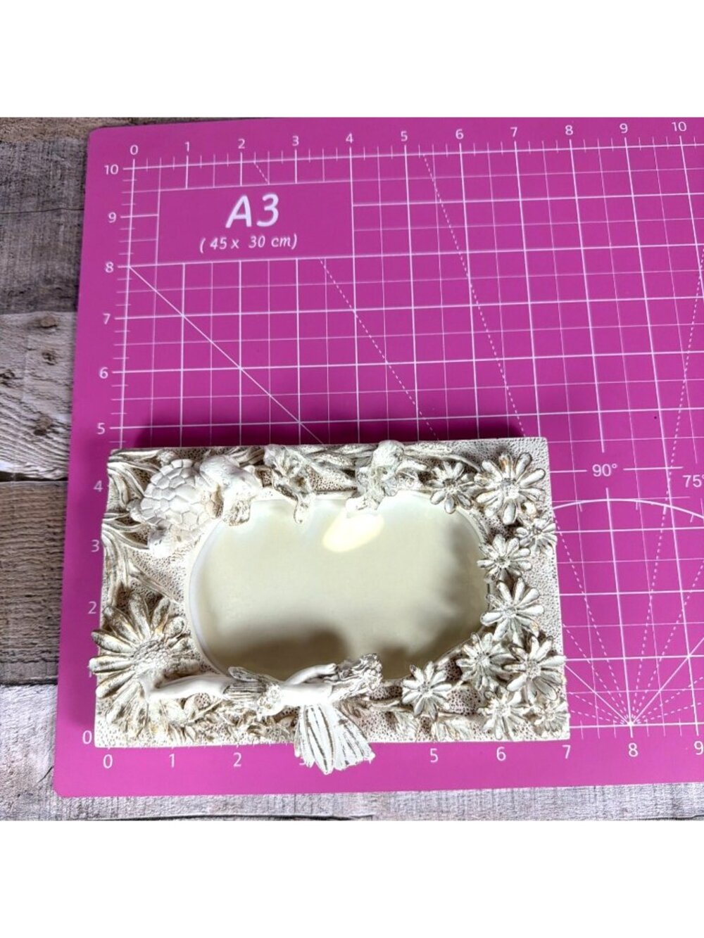VTG 1990s Fairy Daisy 3D Ivory Resin Set Picture Photo Frame Lidded Trinket Box - Picture 7 of 15